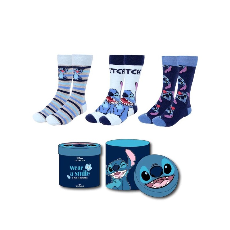 Coffret Bleu marine de 3 paires de chaussettes Stitch